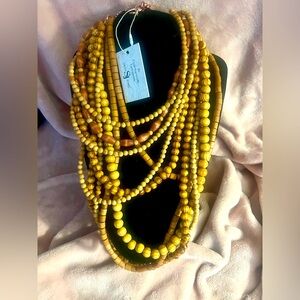 Sassy Jones Lola Multi Strand Wooden Necklace with Giraffe Brooch (See below)